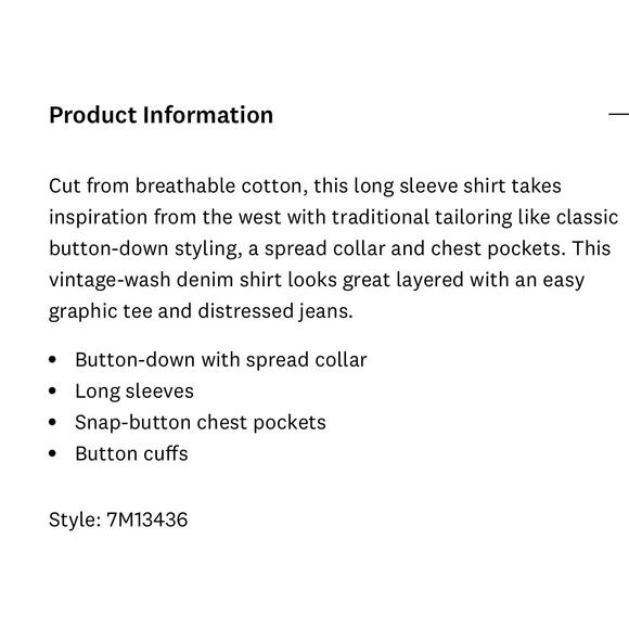 Lucky Brand Cotton Blue Jean Denim Western Cowboy Snap Long Sleeve Shirt Mens M - Picture 16 of 16